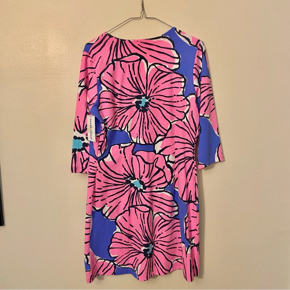 NWT MAHI GOLD Pink and Blue Floral Dress Large - Picture 3 of 8